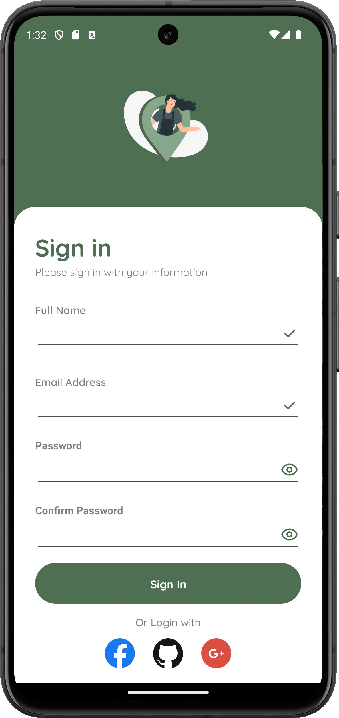 Sign up Page of pulse app